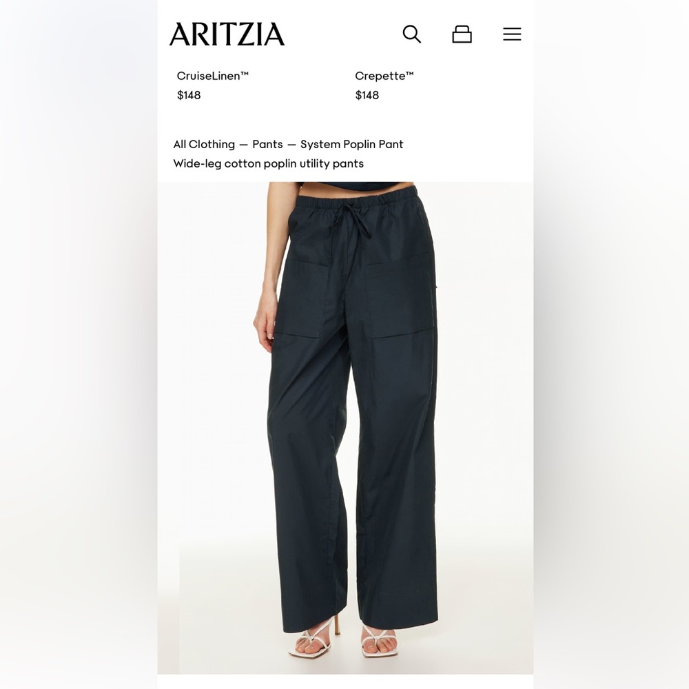Aritzia Navy Wide-Leg Pants